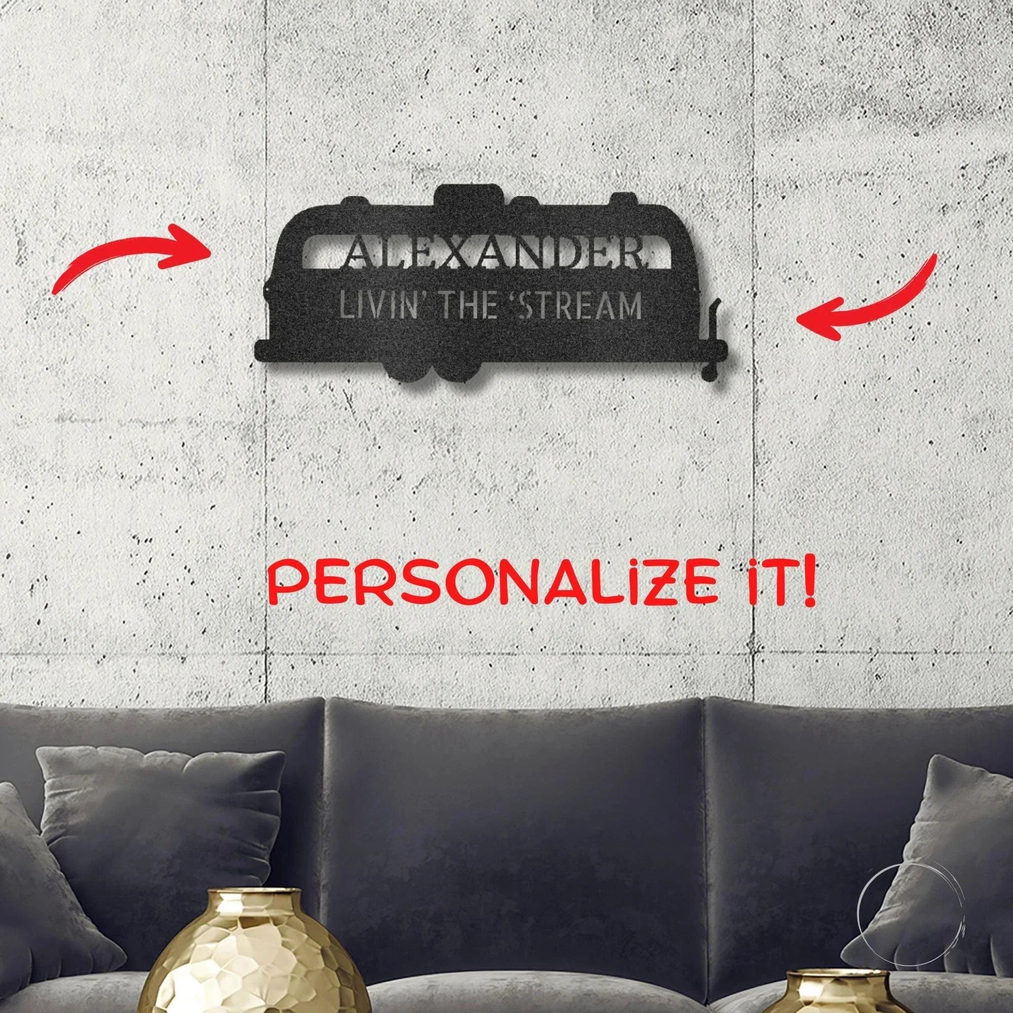 Airstream RV Custom Text Monogram Wall Sign Metal Art