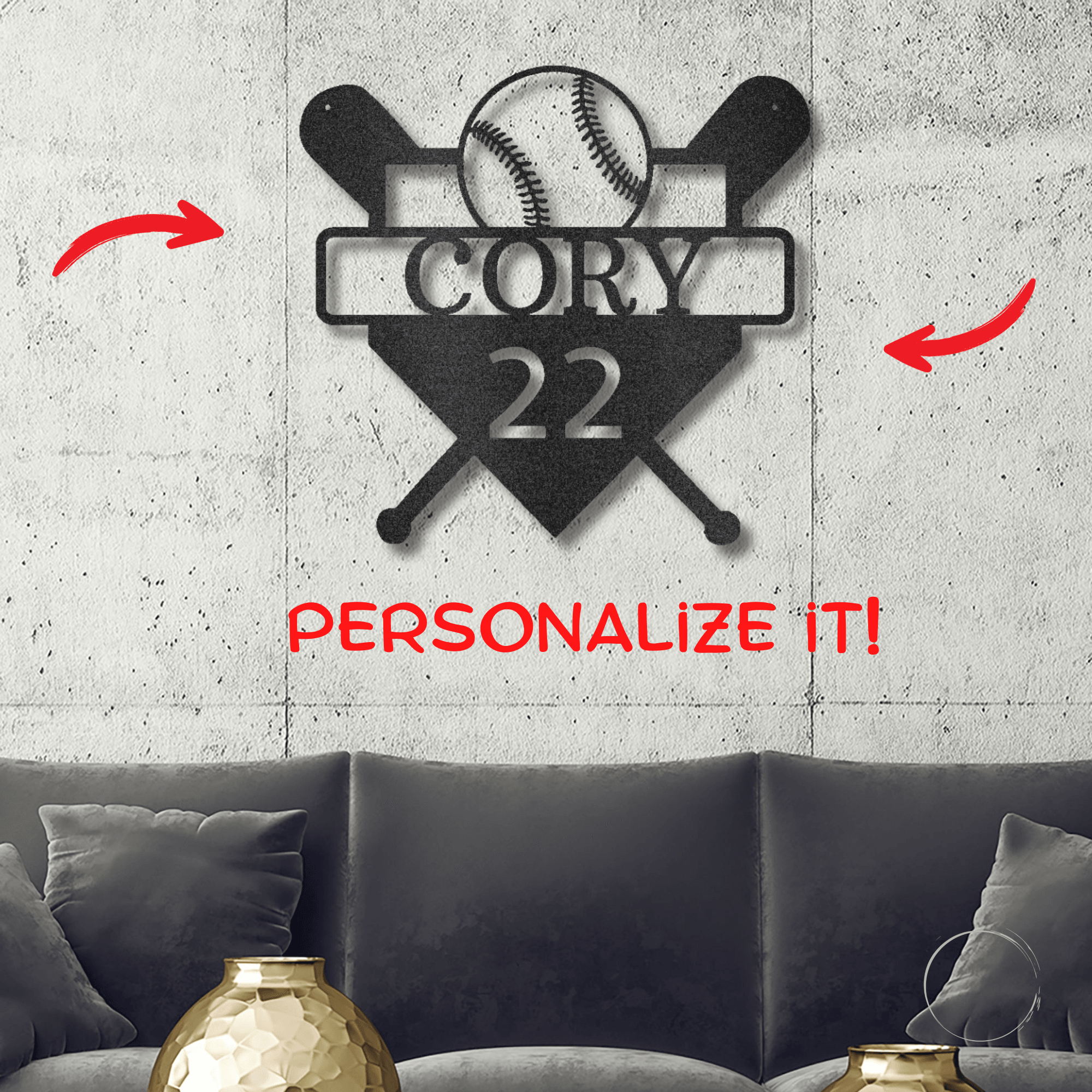 Baseball Home Plate Custom Name Metal Art Wall Sign - Mallard Moon Gift Shop