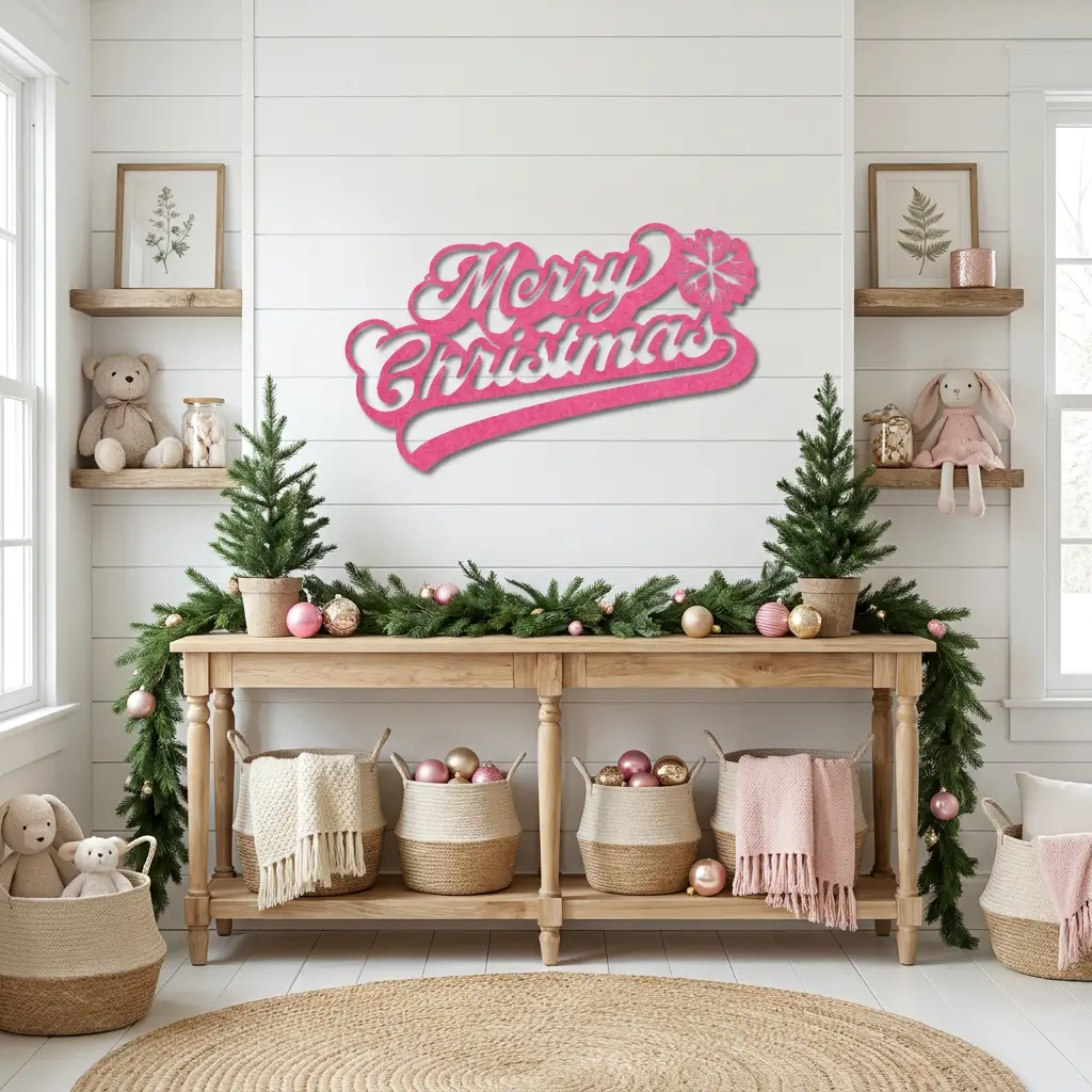Merry Christmas Metal Sign | Holiday Metal Wall Art | Christmas Wall Decor | Farmhouse Christmas Decoration | Indoor & Outdoor | Made in USA