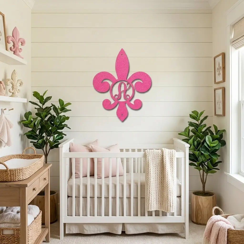 Fleur De Lis Personalized Initial Metal Art Wall Sign
