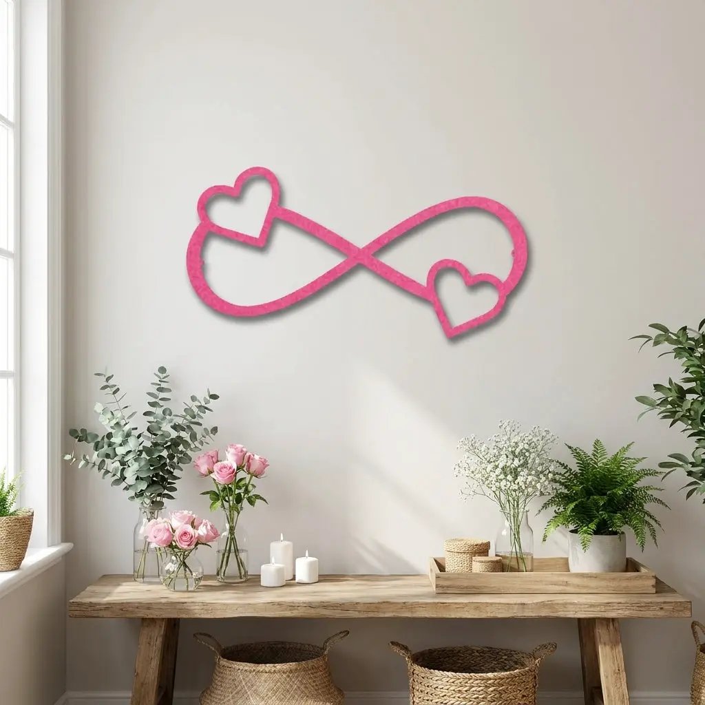Infinity Heart Metal Wall Art – Personalized Couple Sign – Romantic Wall Decor – Wedding & Anniversary Gift