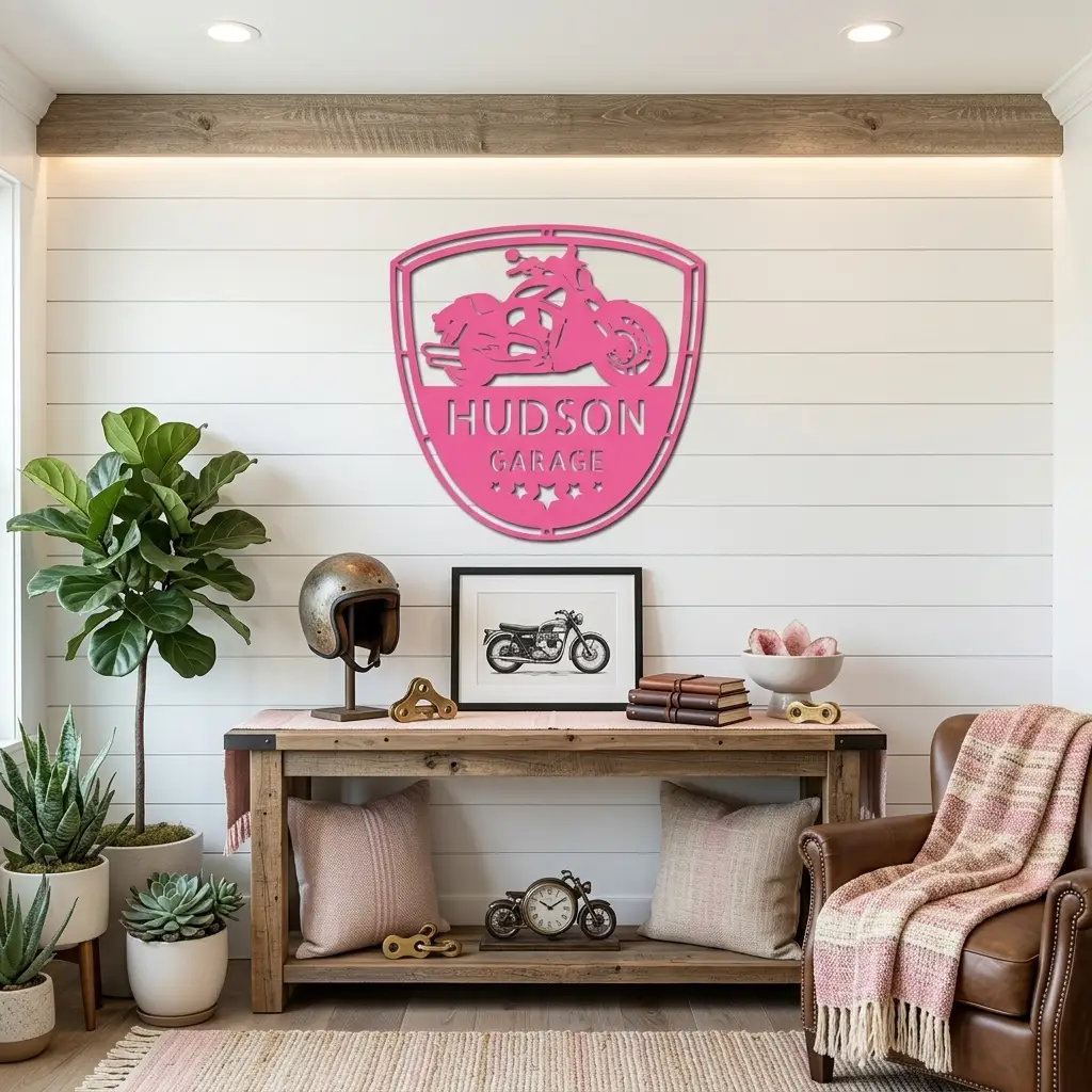 Motorcycle Biker Personalized Name Indoor Outdoor Steel Wall Sign