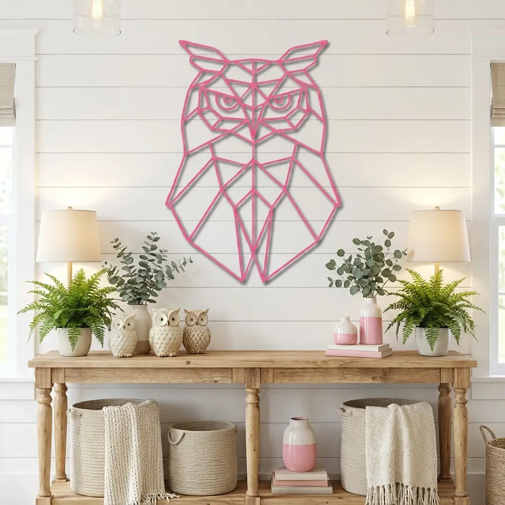 Geometric Owl Metal Wall Art | Modern Owl Metal Decor | Abstract Polygon Owl Wall Hanging | Contemporary Wildlife Wall Art | Nature Inspired Home Decor | Made in USA