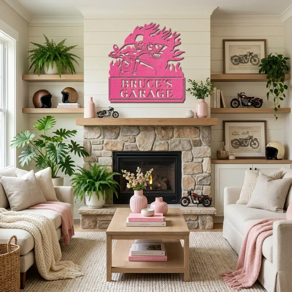 Personalized Demon Motorcycle Metal Wall Art | Custom Biker Name Sign