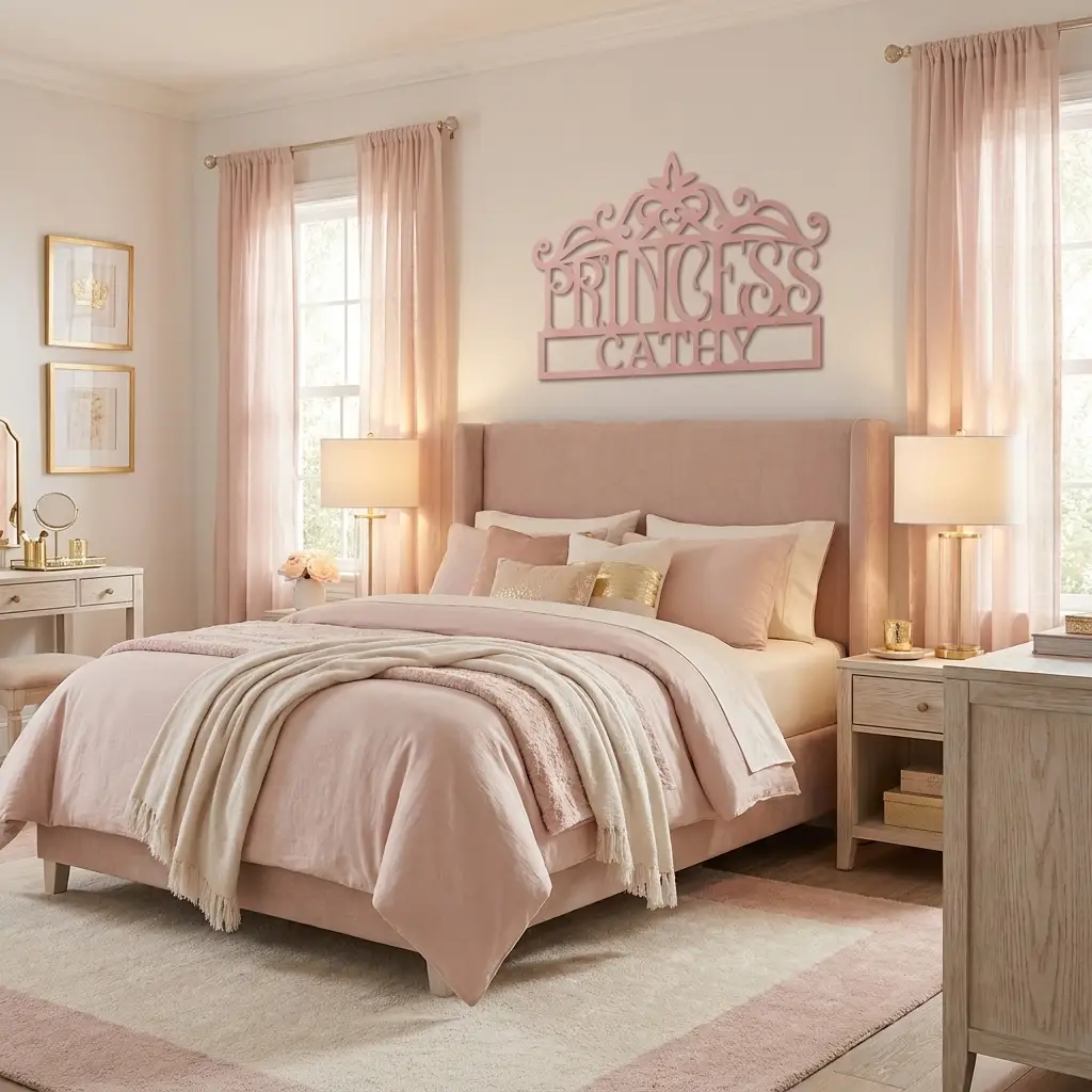 Personalized Princess Crown Metal Wall Art | Custom Princess Name Sign | Princess Bedroom Decor | Girls Room Metal Sign | Made in USA