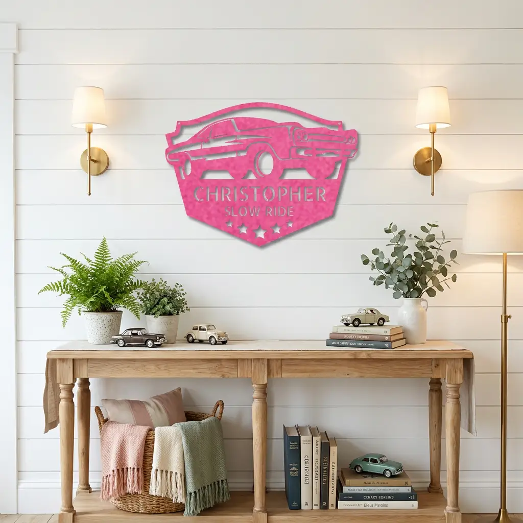 Classic Car Custom Name Indoor Outdoor Steel Wall Sign