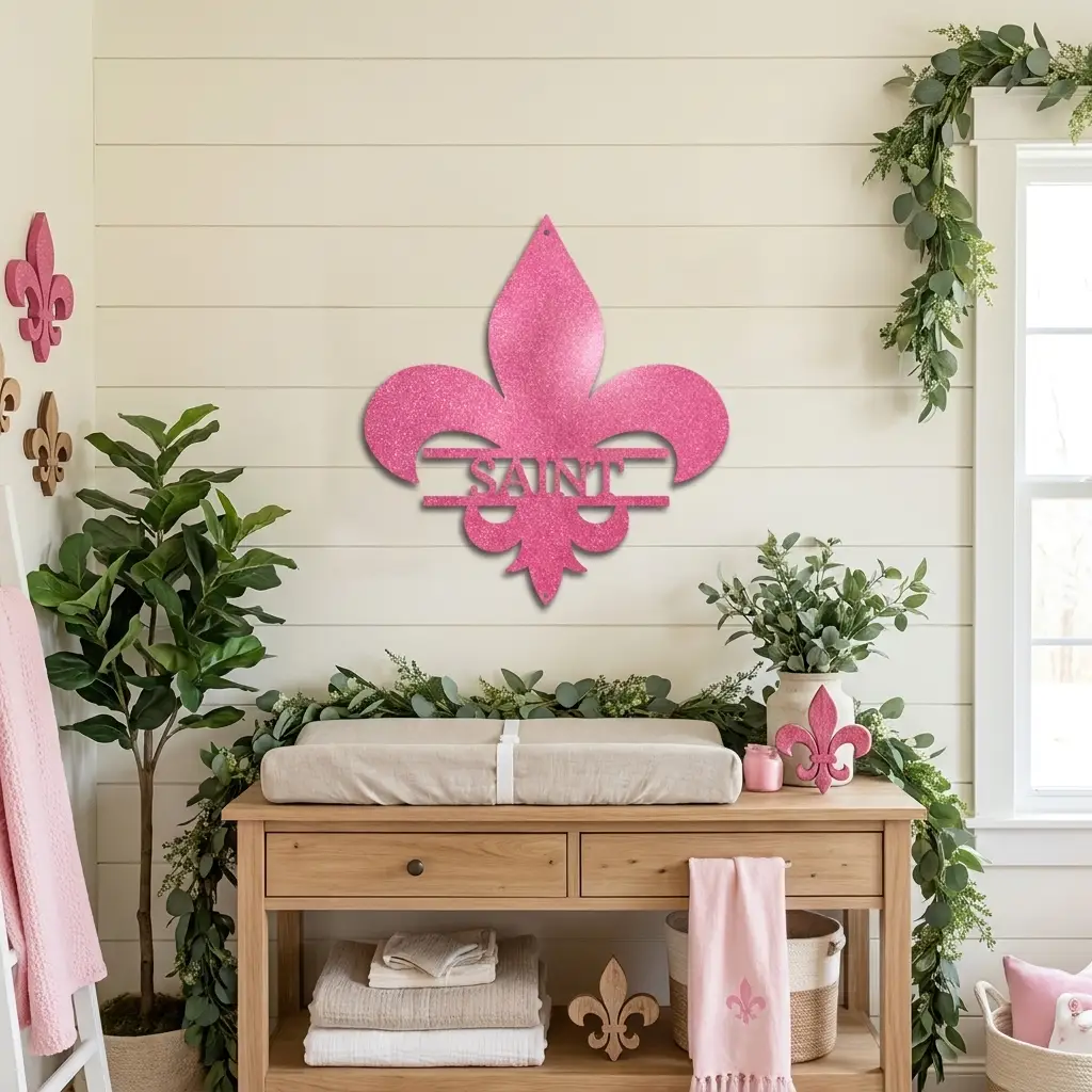 Personalized Fleur De Lis Metal Wall Art – Custom Name Sign – Louisiana Decor – Saints Inspired Wall Decor – Family Name Steel Sign