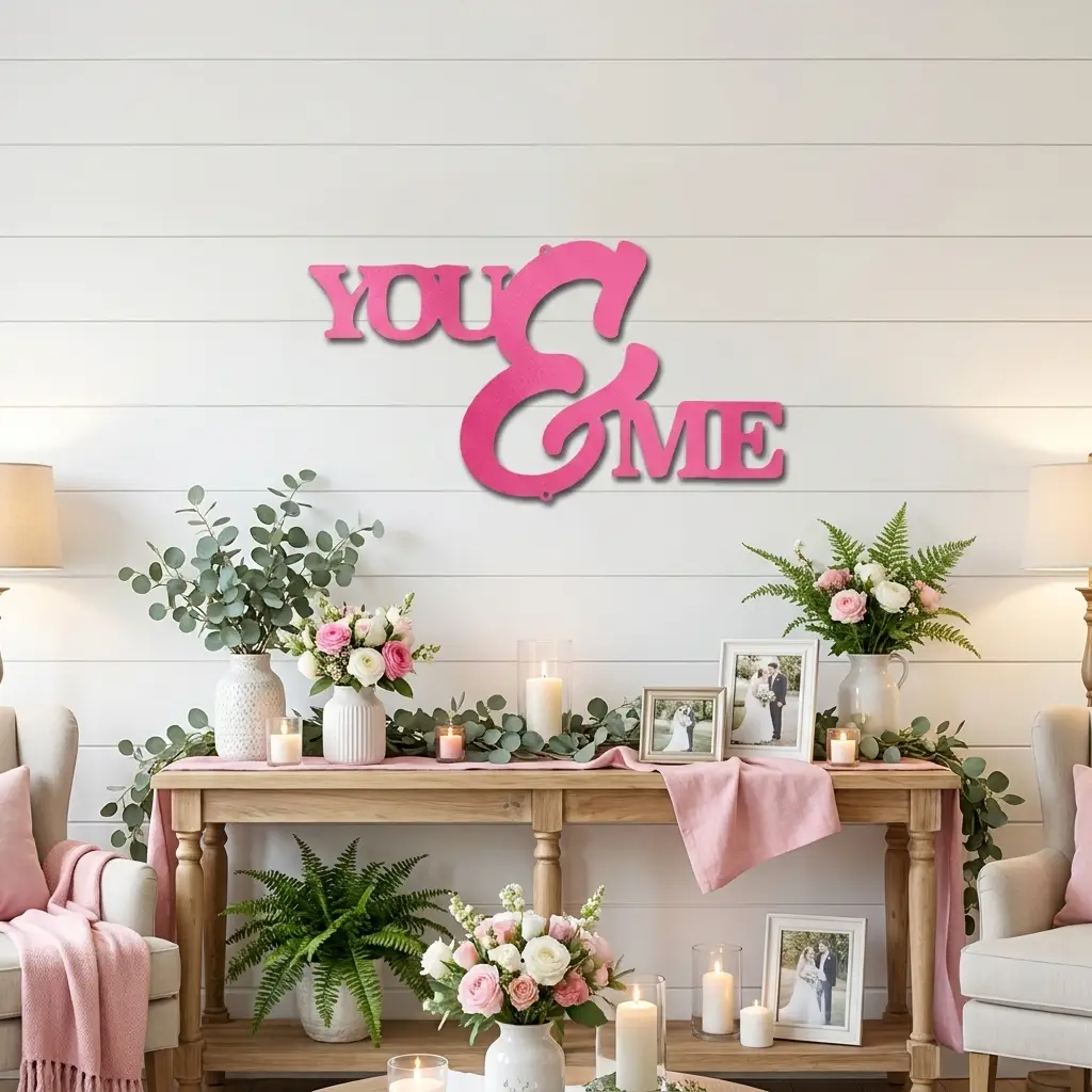 You and Me Script Indoor Outdoor Steel Wall Sign