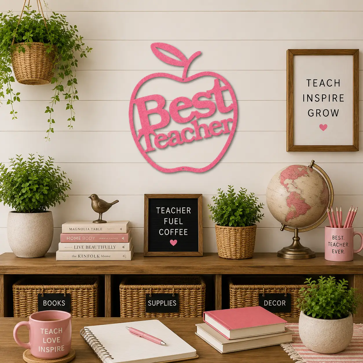 Best Teacher Metal Wall Art | Teacher Appreciation Gift | Apple Classroom Decor | Teacher Office Wall Sign | Made in USA