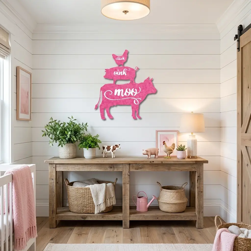 Farm Animals Metal Wall Art – Cow Pig Chicken Kitchen Decor – Farmhouse Wall Decor – Rustic Kitchen Sign – Country Home Decor
