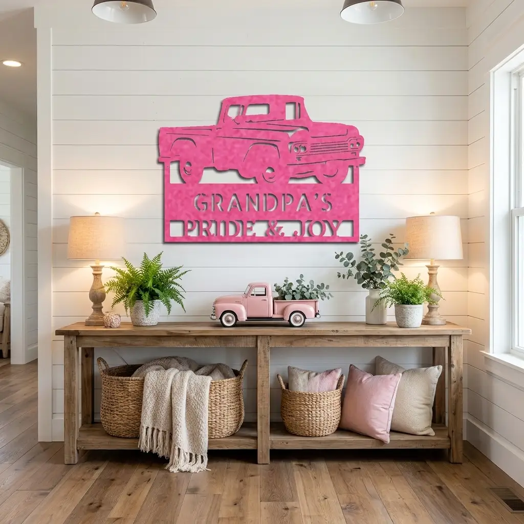 Classic Pickup Truck Personalized Metal Wall Art | Custom Vintage Truck Garage Sign | Rustic Farmhouse Truck Decor | Man Cave, Garage & Grandpa Gift | Made in USA