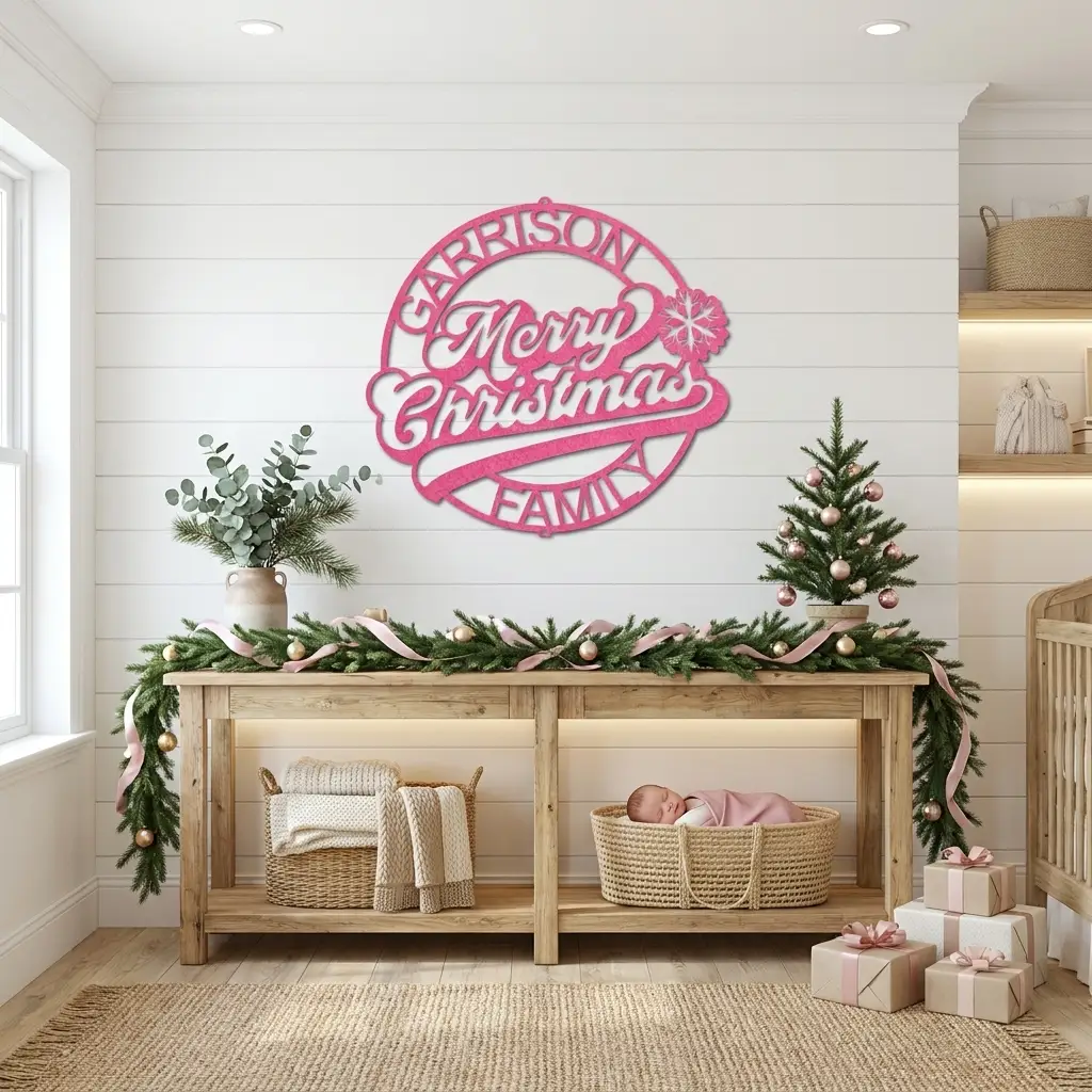 Personalized Merry Christmas Metal Sign | Custom Family Name Christmas Wall Decor | Holiday Metal Wall Art | Christmas Porch Sign | Made in USA