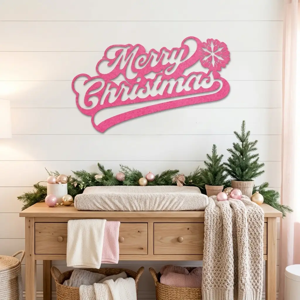 Classic "Merry Christmas" Metal Wall Sign - Bring Holiday Cheer to Any Room