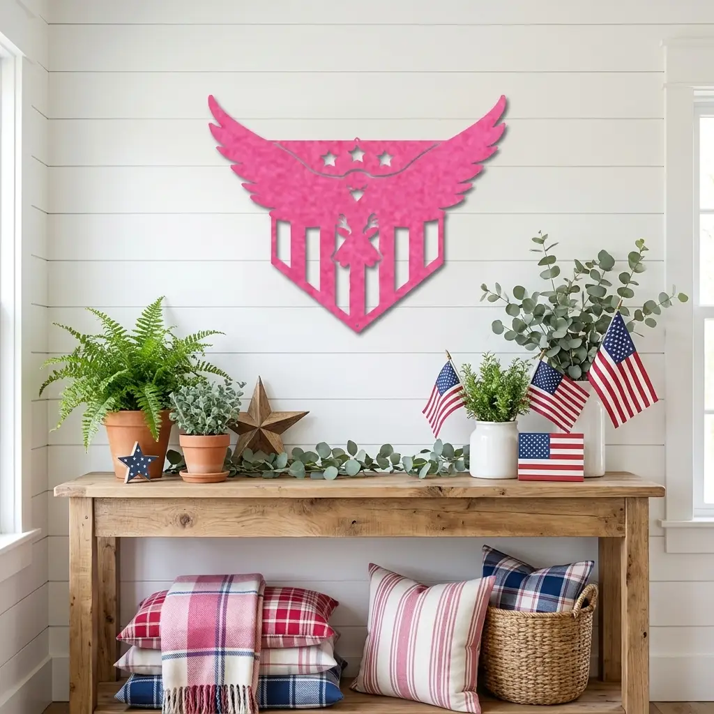 Patriotic Eagle Metal Wall Art | American Flag Inspired Eagle Decor | USA Military & Veteran Gift | Made in USA
