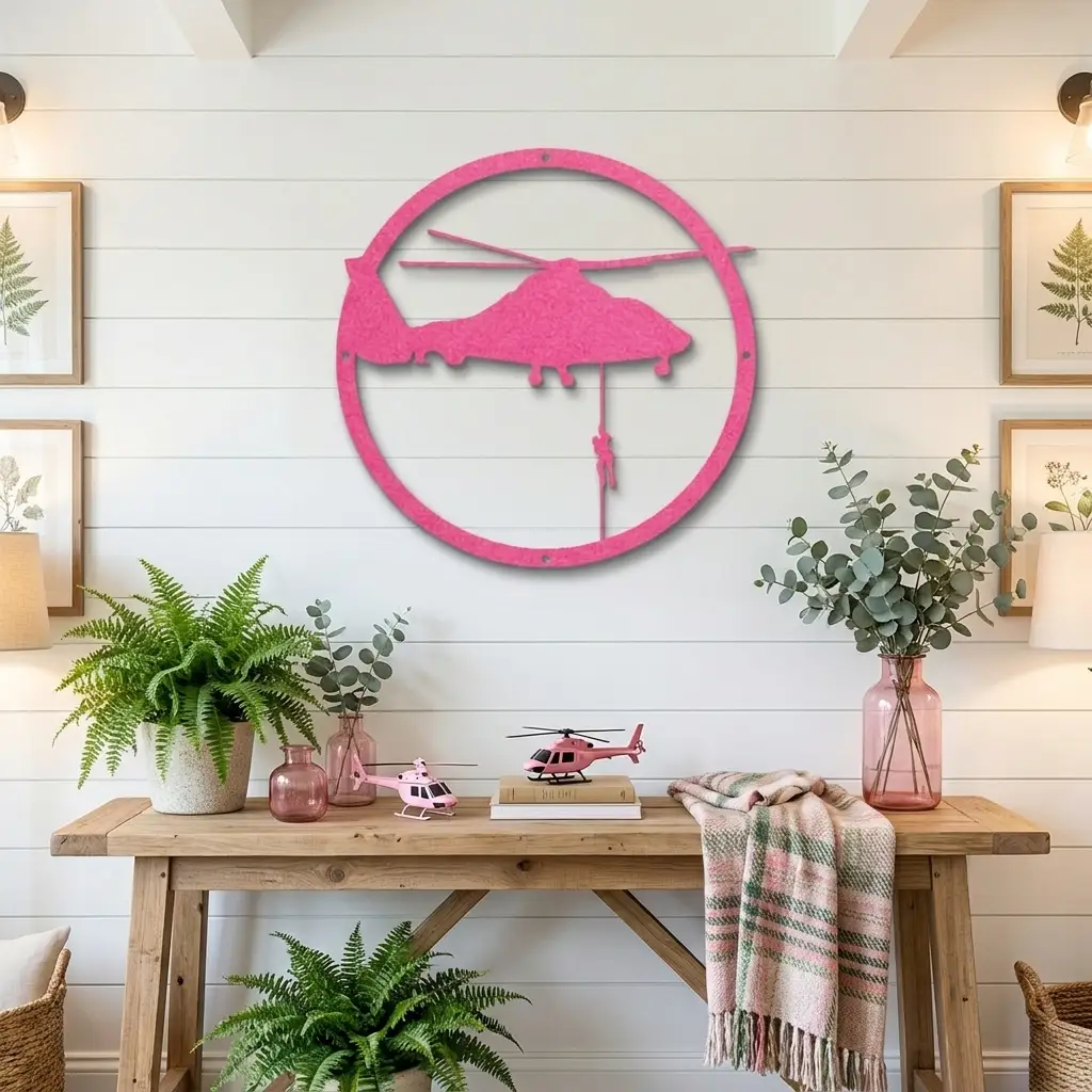 Helicopter Metal Wall Art – Aviation Rescue Metal Sign, Pilot & Military Inspired Wall Decor