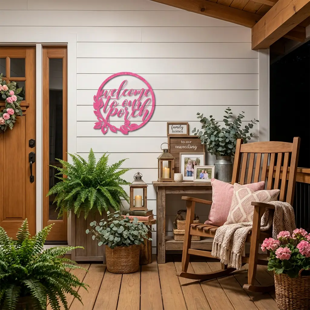 Welcome to Our Porch Indoor Outdoor Steel Wall Sign