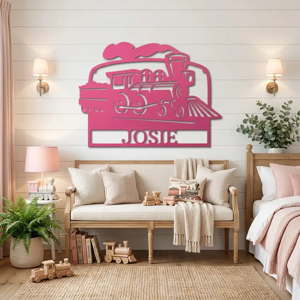 Personalized Coal Train Metal Wall Art | Custom Family Name or Address Train Sign | Steam Locomotive Steel Decor | Made in USA