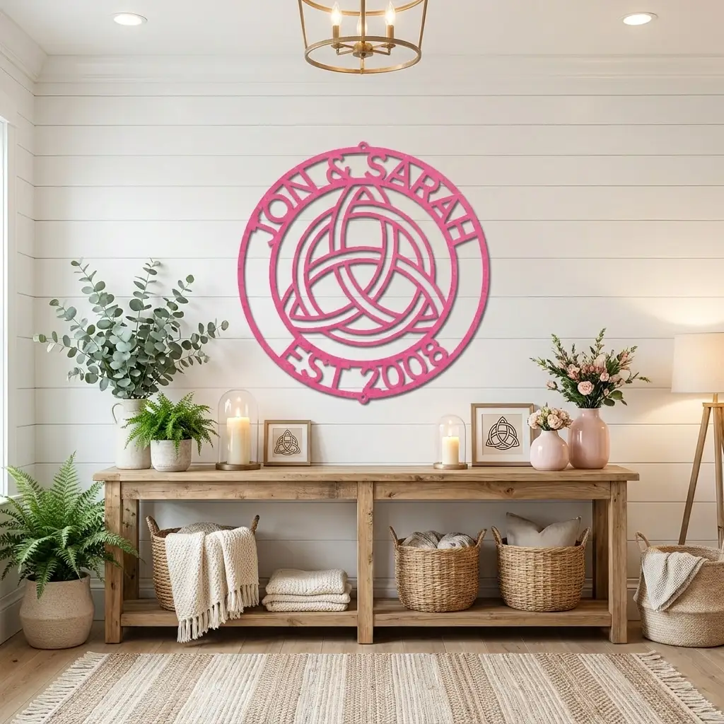 Personalized Celtic Knot Metal Wall Art | Custom Wedding Name Sign | Celtic Trinity Knot Steel Wall Decor | Anniversary Gift | Made in USA