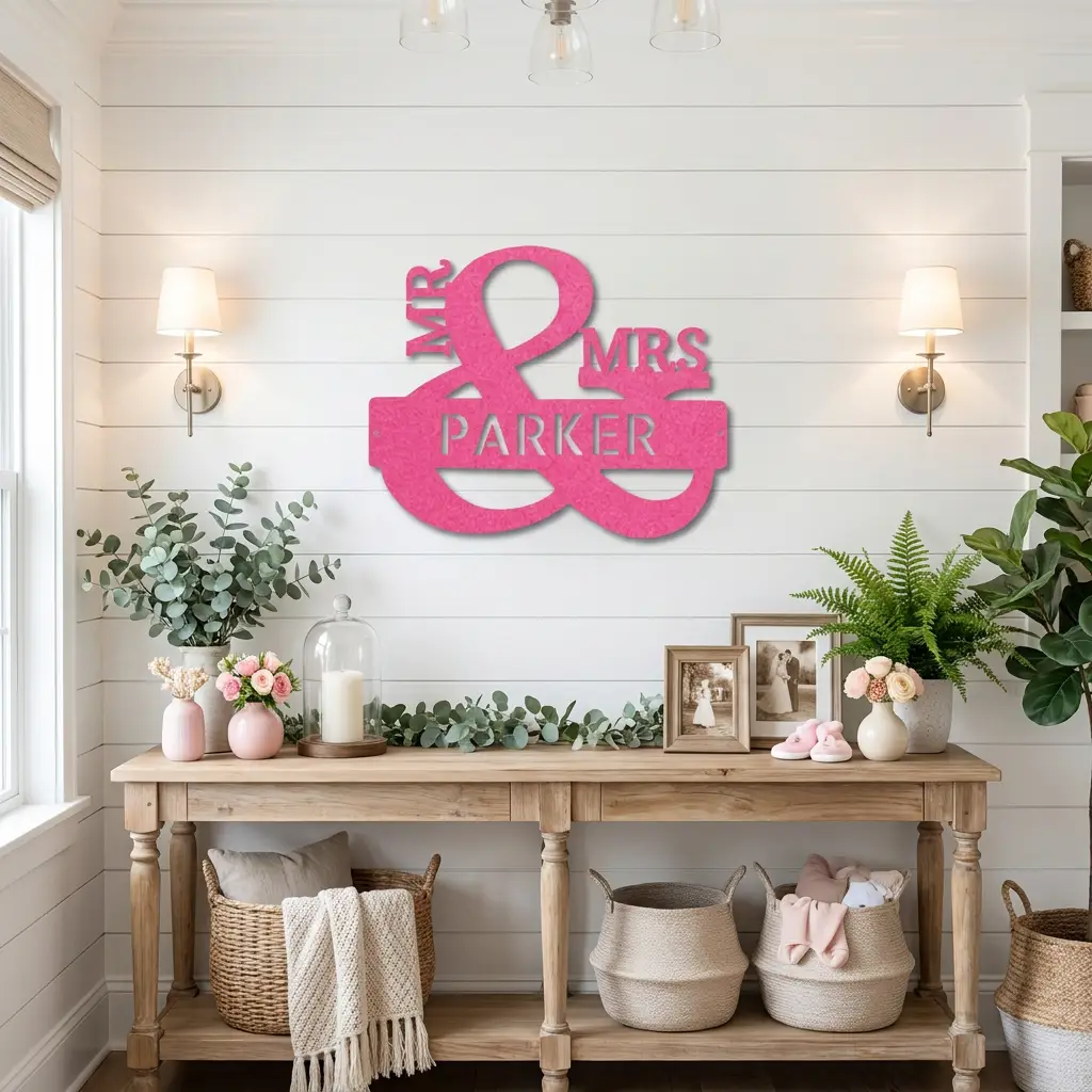 Personalized Mr & Mrs Metal Wall Art | Custom Family Name Sign | Wedding Metal Decor | Anniversary Gift | Last Name Steel Wall Hanging | Made in USA