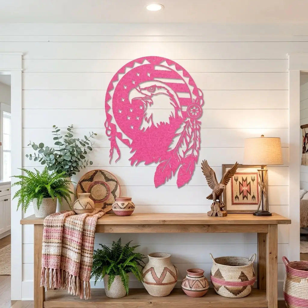 Bald Eagle Patriotic Native American Metal Art Wall Sign