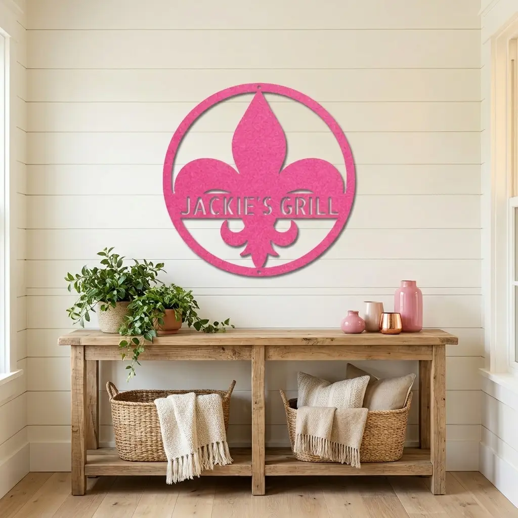 Personalized Fleur de Lis Metal Wall Art | Custom Name Metal Sign | French Country Decor | Family Name Sign | Made in USA