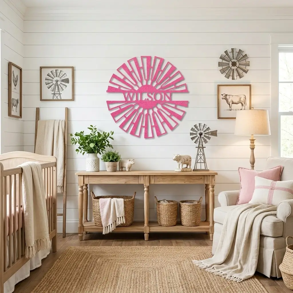 Windmill Custom Name Steel Wall Sign Metal Art