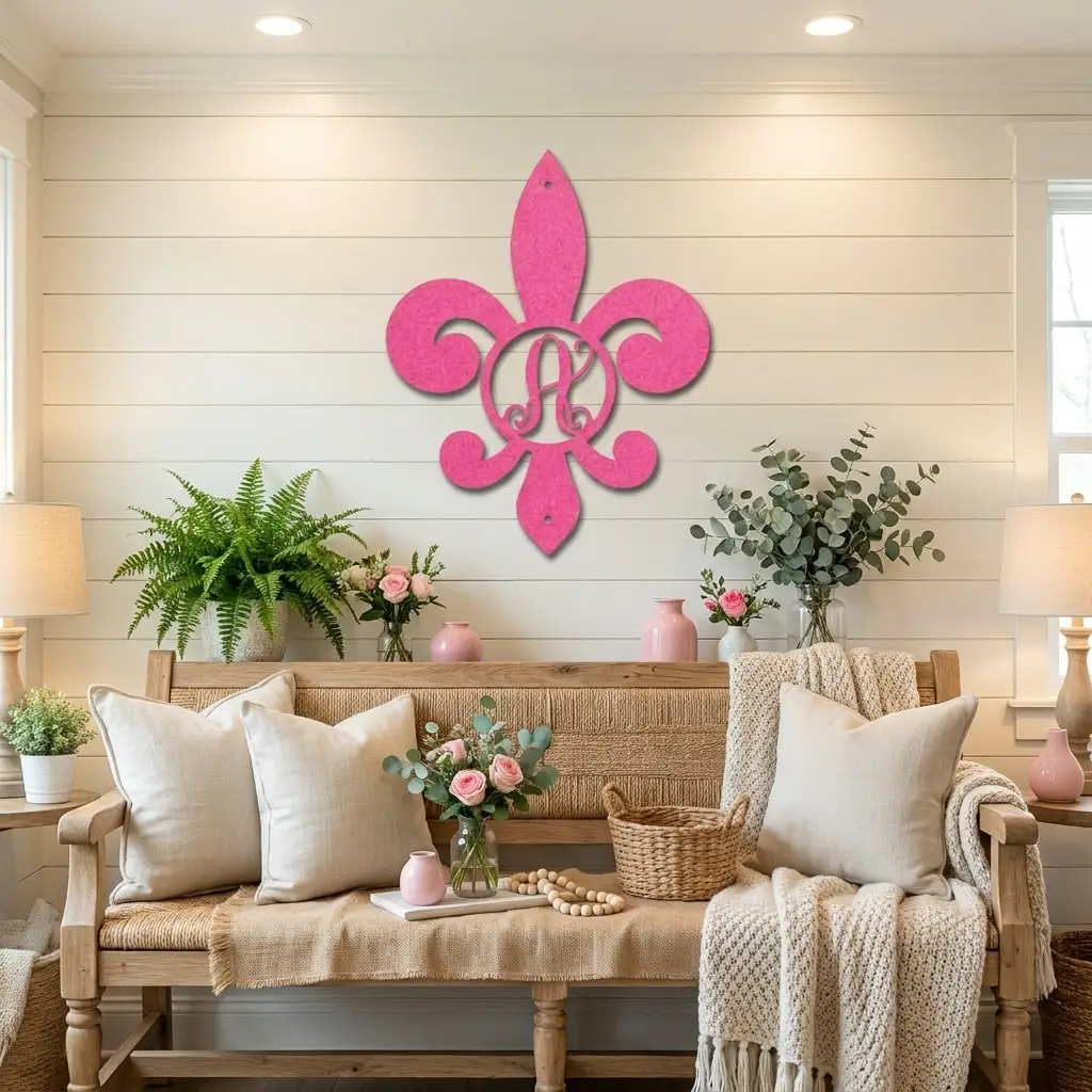 Fleur De Lis Personalized Initial Metal Art Wall Sign