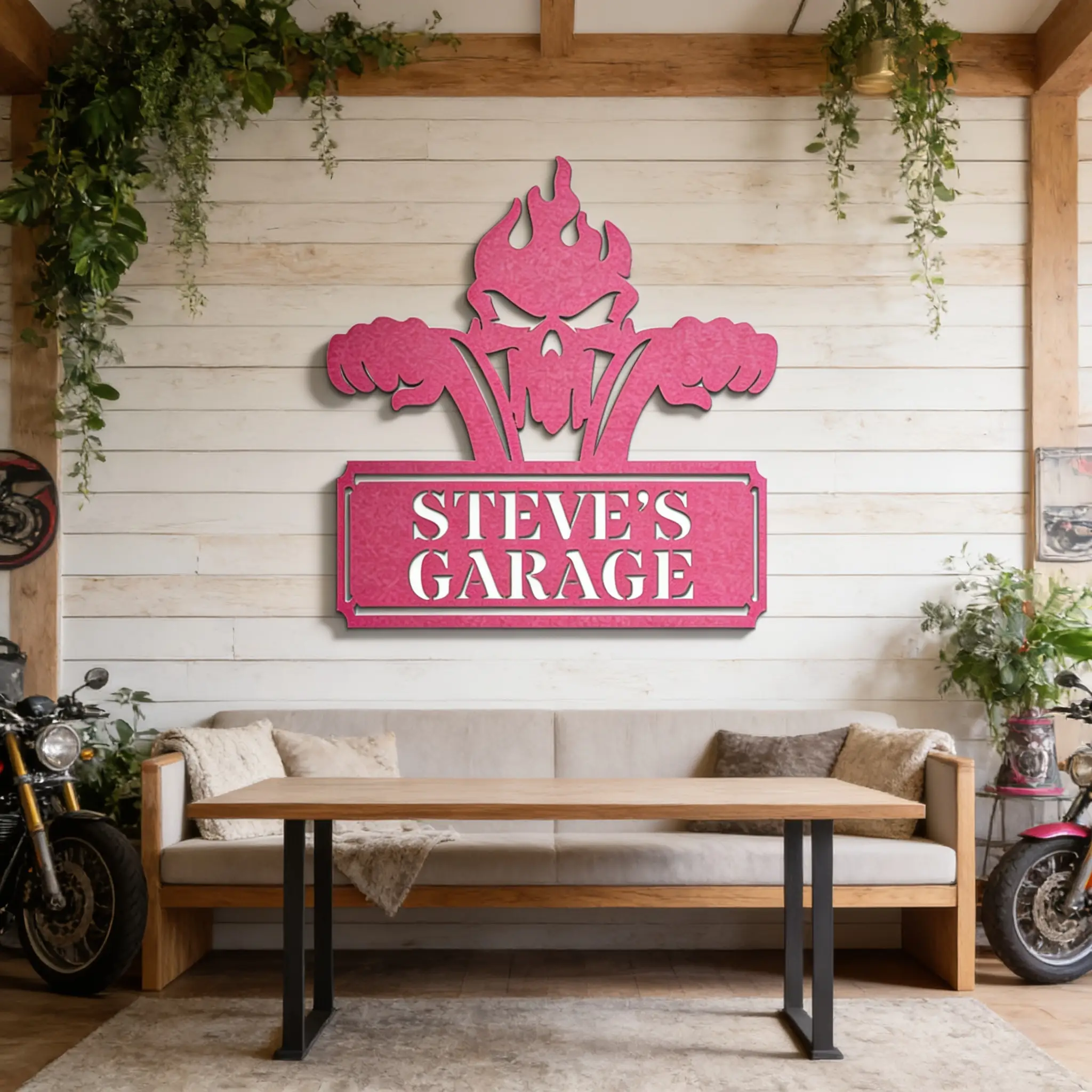 Rough Rider Monogram Personalized Biker Motorcycle Steel Wall Sign Art
