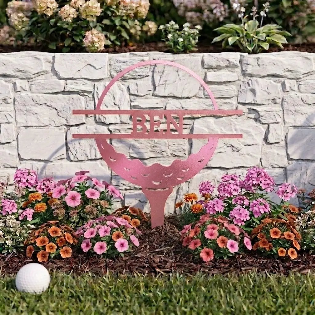 Personalized Golf Garden Stake – Custom Name Golf Tee Sign – Outdoor Yard Decor – Golfer Gift