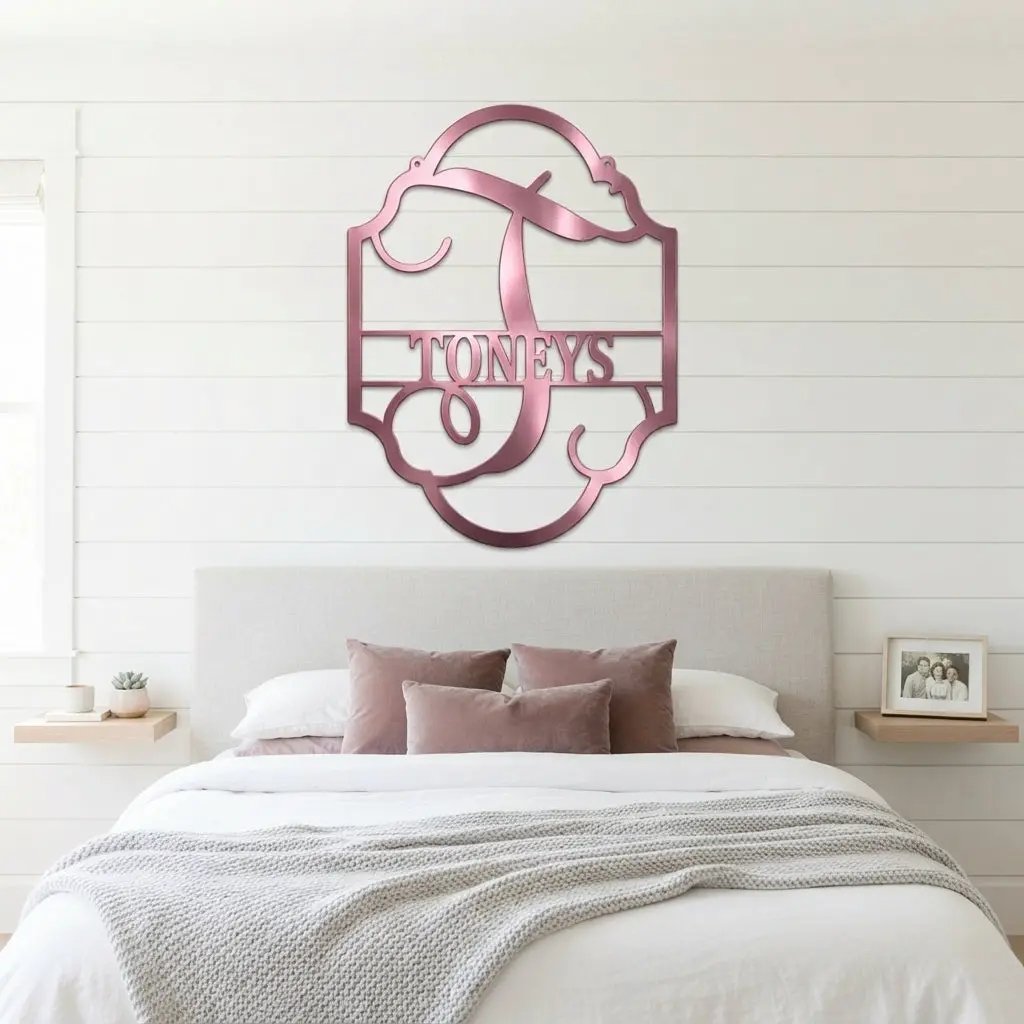 Elegant Personalized Monogram Metal Wall Art – Custom Initial and Family Name Sign – Decorative Steel Wall Decor – Wedding & Housewarming Gift