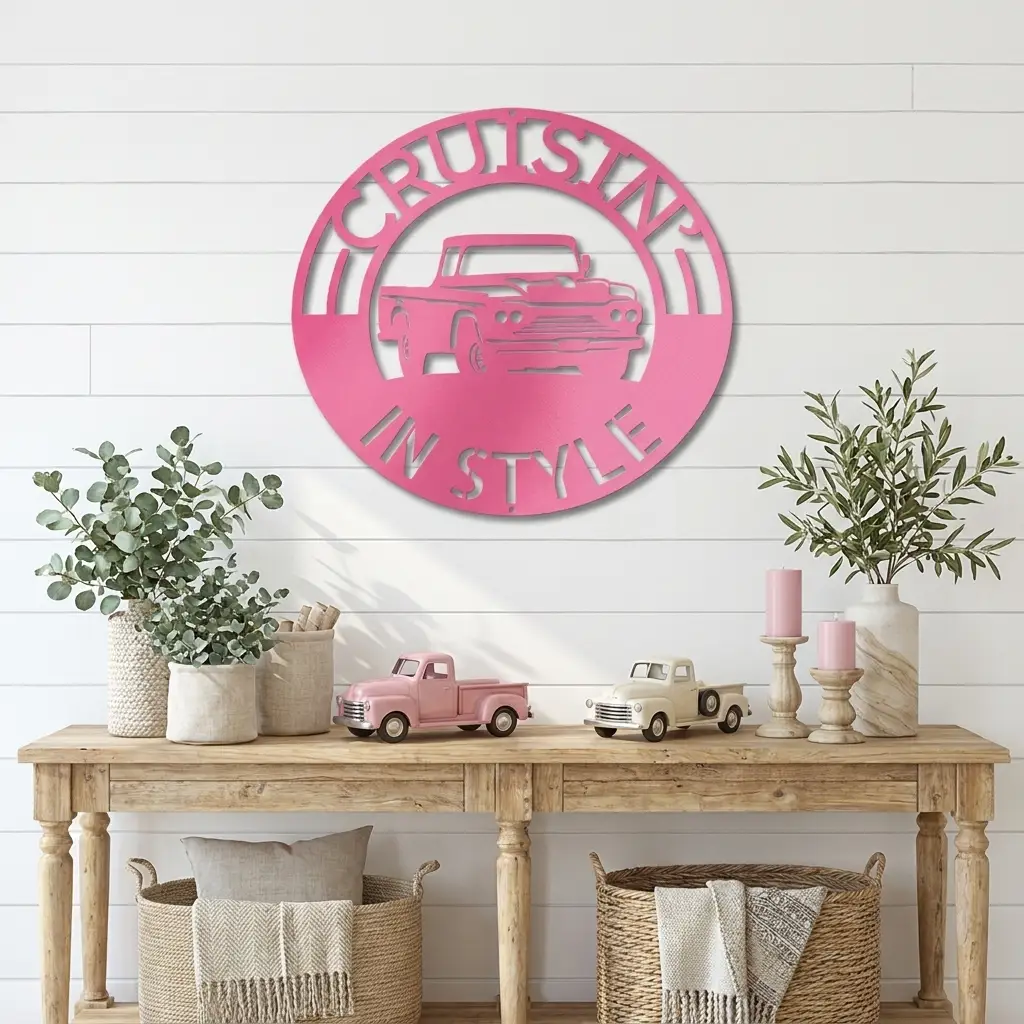 Classic Pickup Truck Personalized Indoor Outdoor Steel Sign Wall Sign