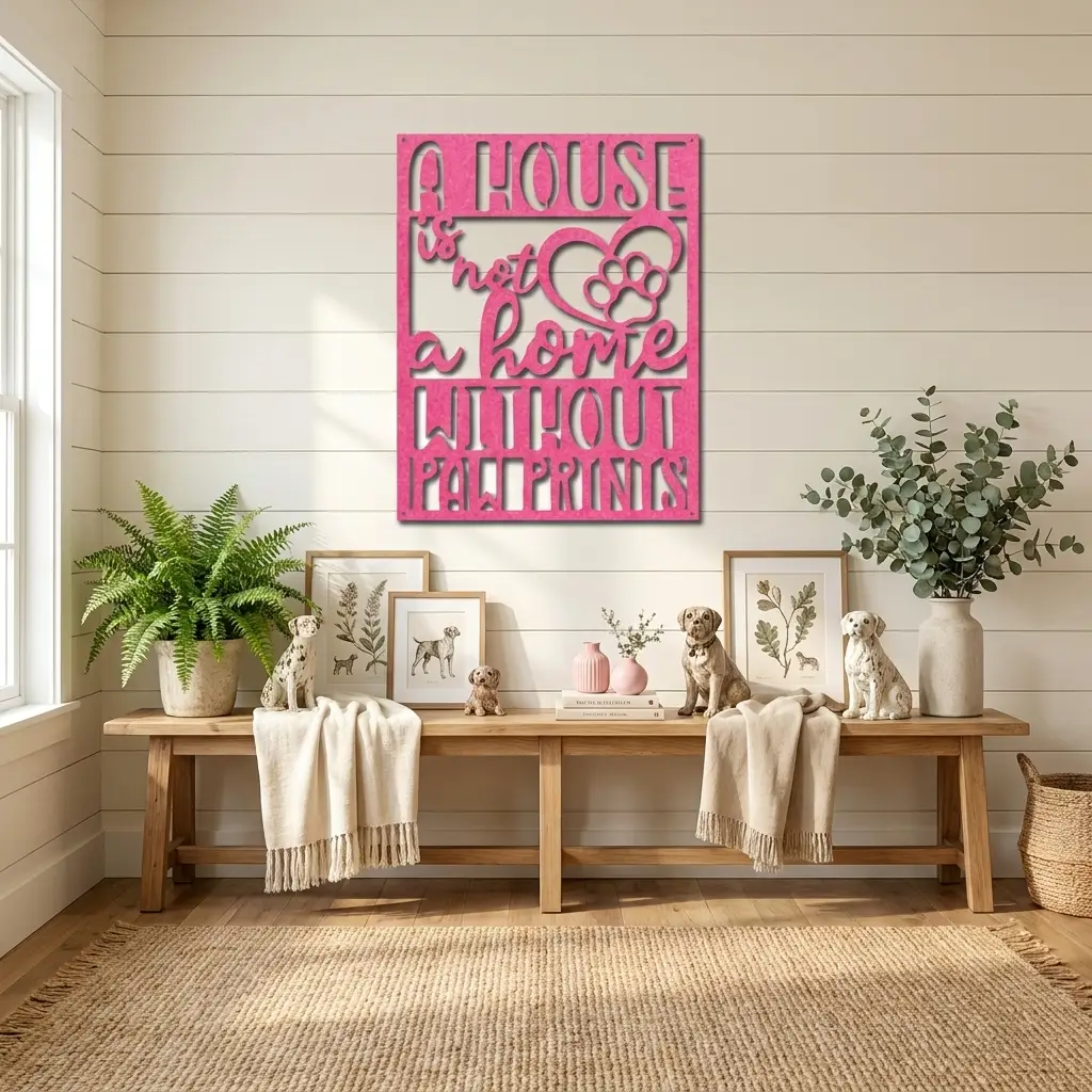 A House Is Not a Home Without Paw Prints Metal Wall Art | Dog Lover Metal Sign | Pet Quote Wall Decor | Made in USA