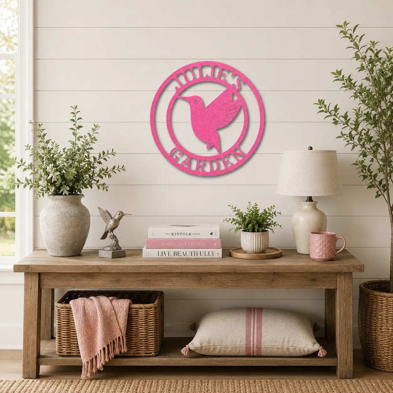 Personalized Hummingbird Metal Wall Art | Custom Garden Name Sign | Hummingbird Garden Decor | Personalized Outdoor Metal Sign | Made in USA