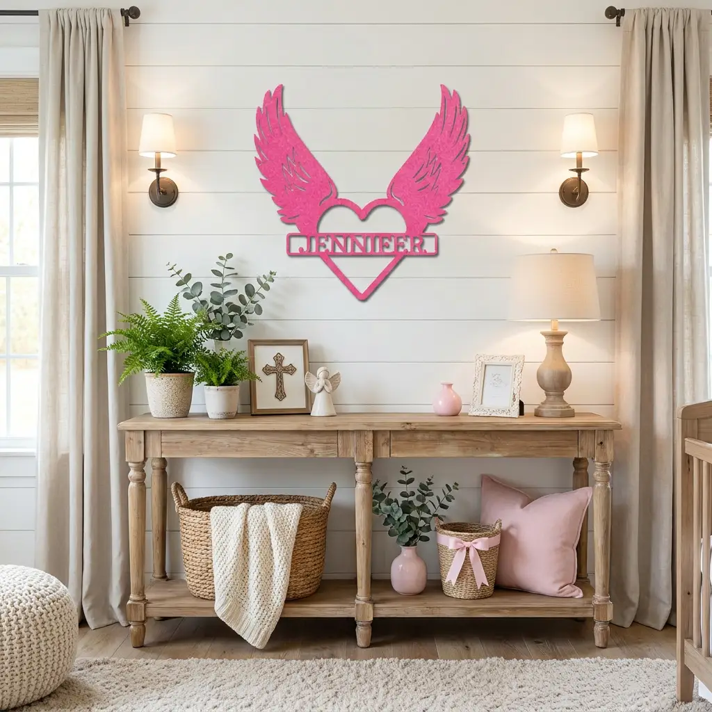 Personalized Angel Wings Memorial Metal Wall Art – Custom Name Remembrance Sign – Sympathy Gift – In Loving Memory Decor – Bereavement Gift