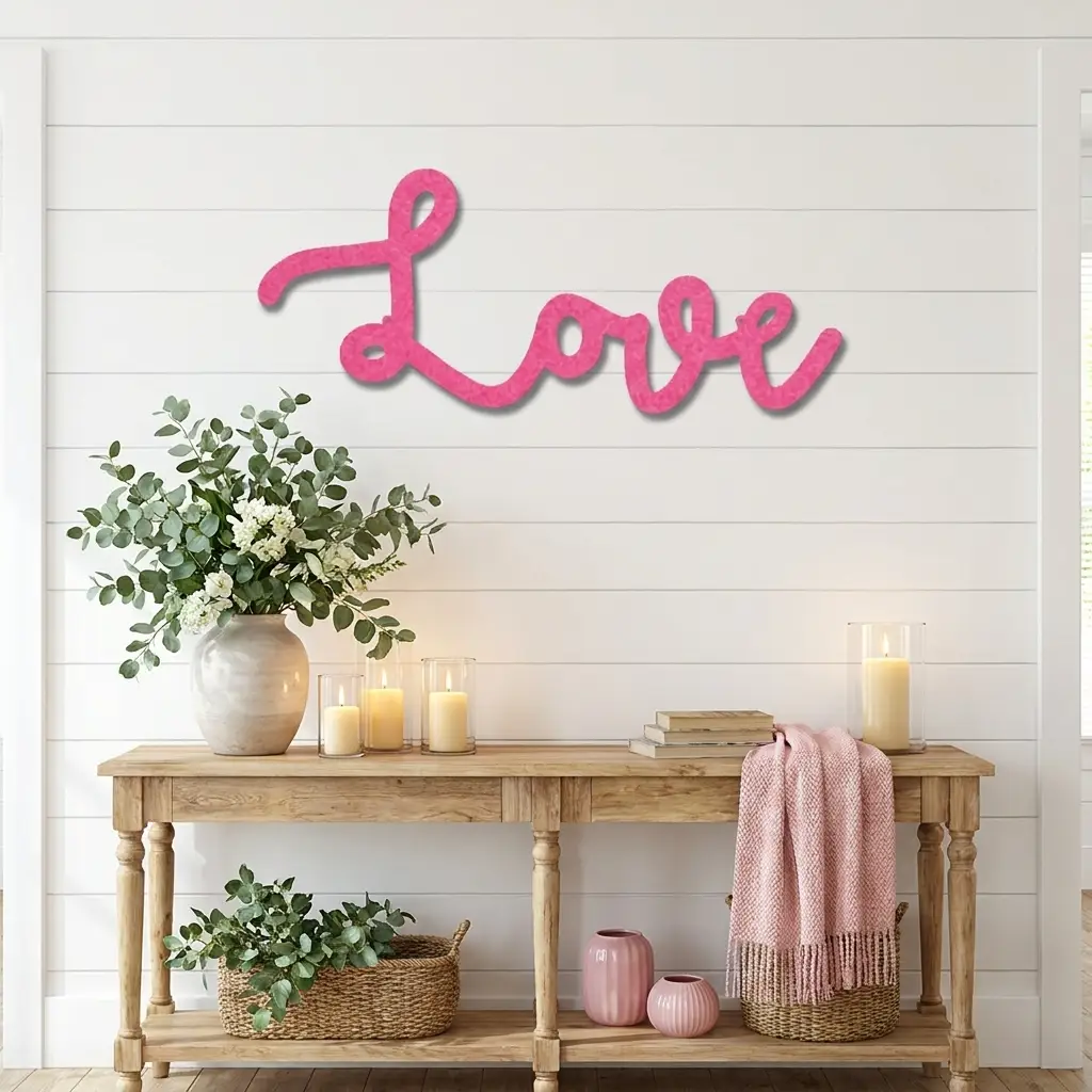 Love Script Metal Word Art Wall Sign