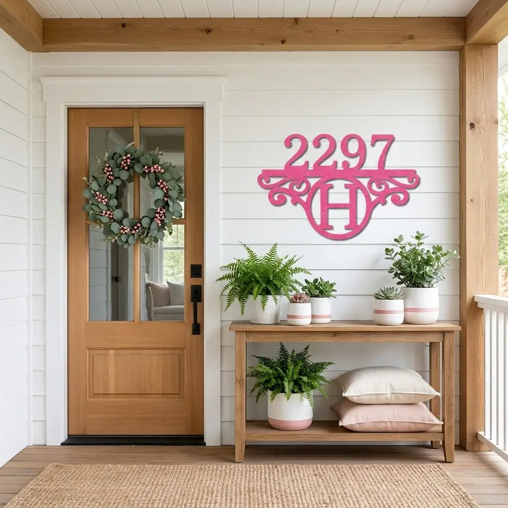 Initial Address Monogram Personalized Indoor Outdoor Steel Wall Sign Art