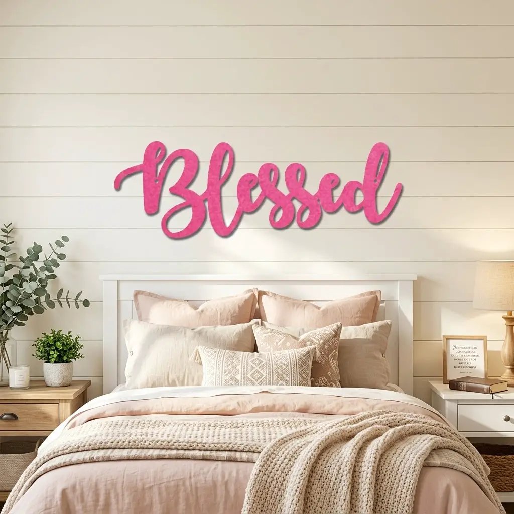 Blessed Word Script Indoor Outdoor Steel Walll Sign