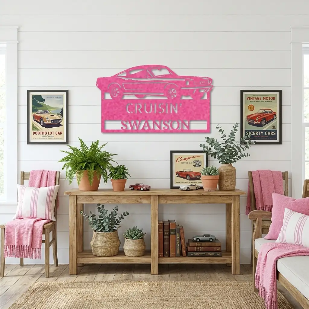 Classic Sports Car Personalized Metal Sign | Muscle Car Garage Wall Art | Custom Car Lover Gift | Made in USA