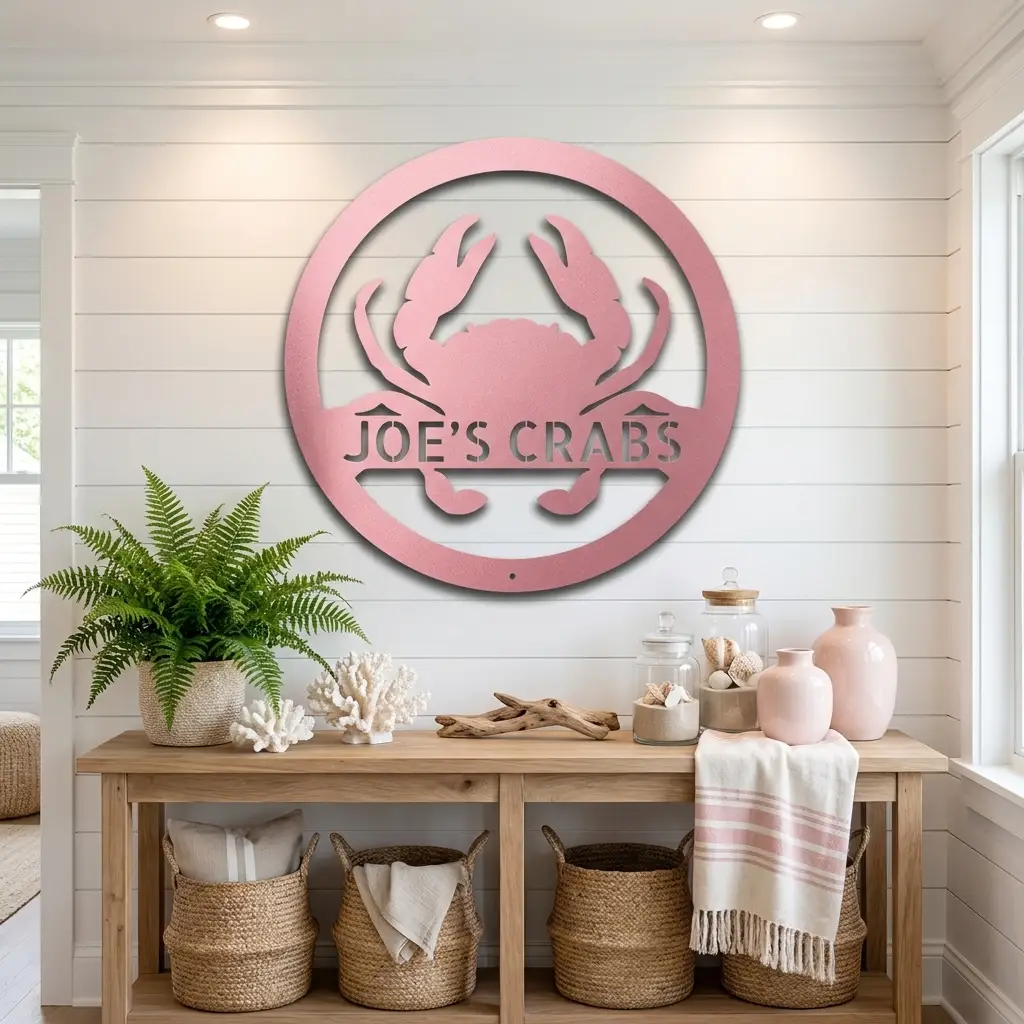 Personalized Crab Metal Wall Art | Custom Crab Shack Sign | Coastal Beach House Decor | Funny Seafood Metal Sign | Custom Outdoor Metal Wall Decor | Made in USA