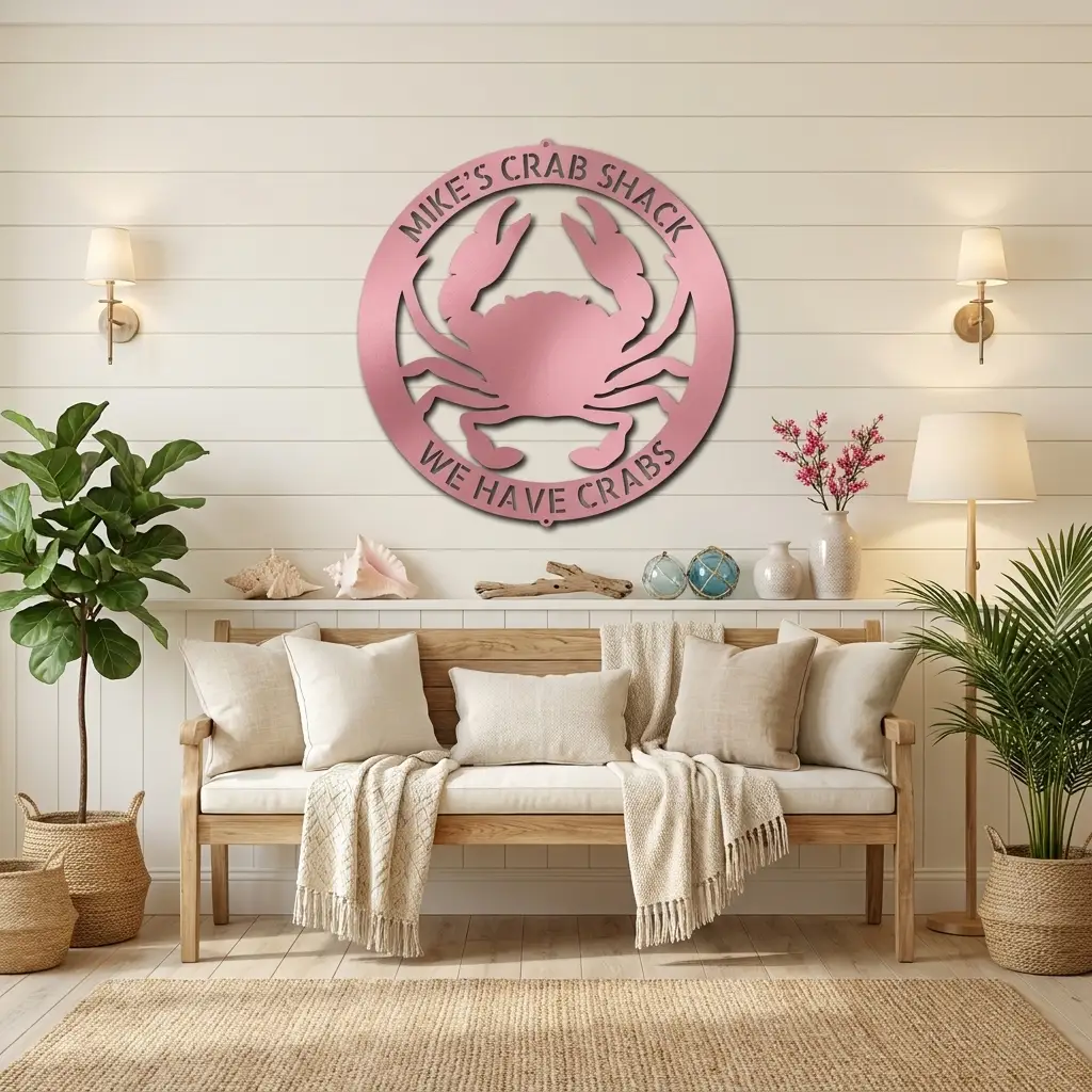 Personalized Crab Metal Wall Art | Custom Crab Shack Sign | Coastal Beach House Decor | Funny Seafood Metal Sign | Custom Outdoor Metal Wall Decor | Made in USA