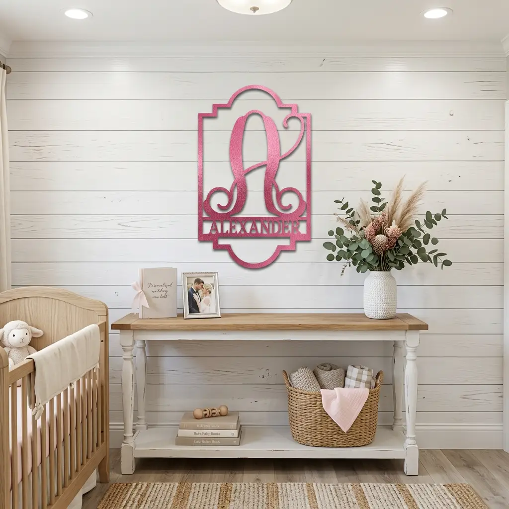 Regal Monogram Custom Name and Initial Metal Wall Art