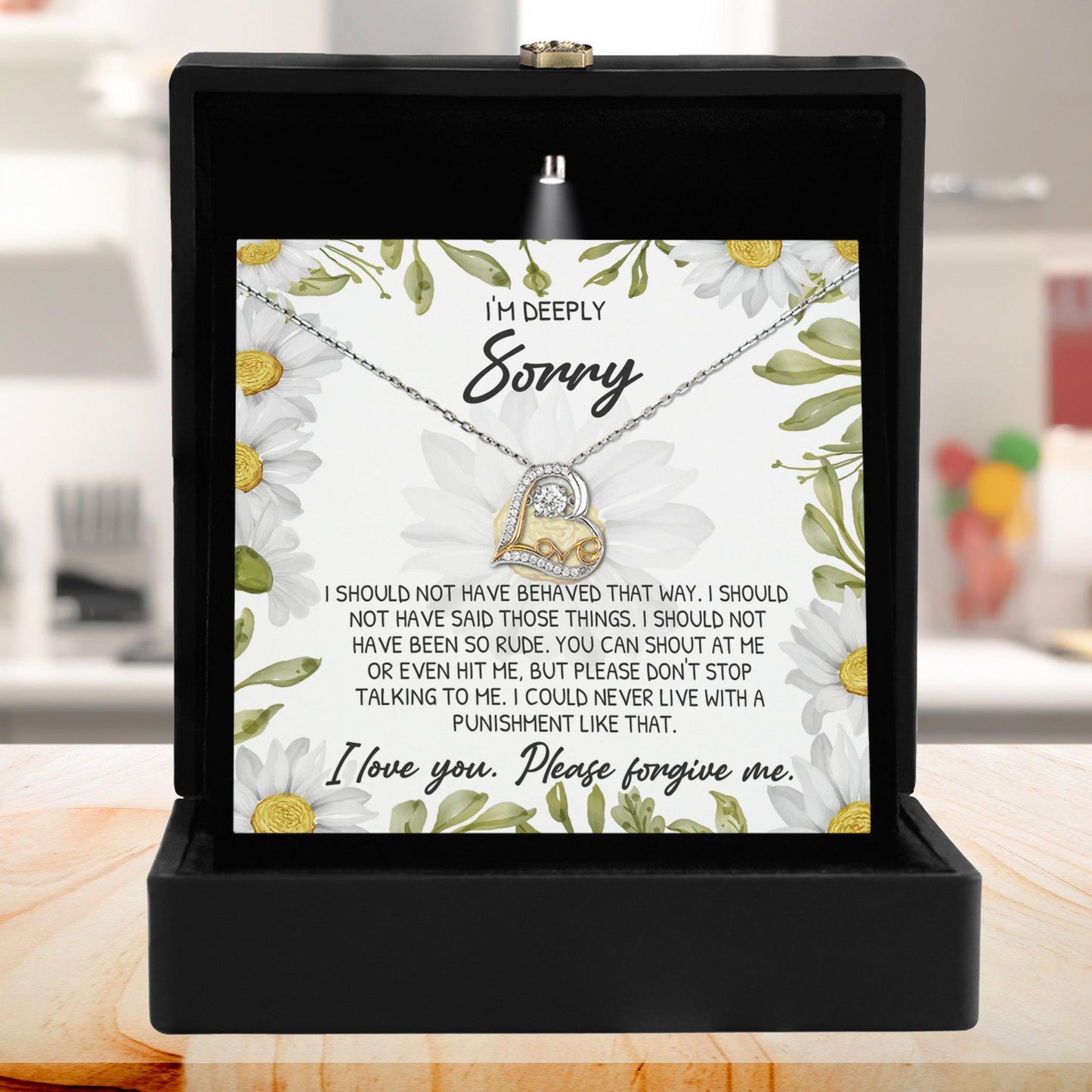 Apology Gift for Girlfriend, Wife, Soulmate - Sorry, Please Don't Stop Talking to Me - Love Dancing Heart Pendant Necklace - Mallard Moon Gift Shop