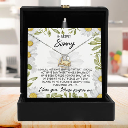 Apology Gift for Girlfriend, Wife, Soulmate - Sorry, Please Don't Stop Talking to Me - Love Dancing Heart Pendant Necklace - Mallard Moon Gift Shop