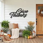 Give Thanks Metal Sign, Farmhouse Wall Decor, Thanksgiving Decor, Script Wall Art, Fall Home Decor, Gratitude Sign