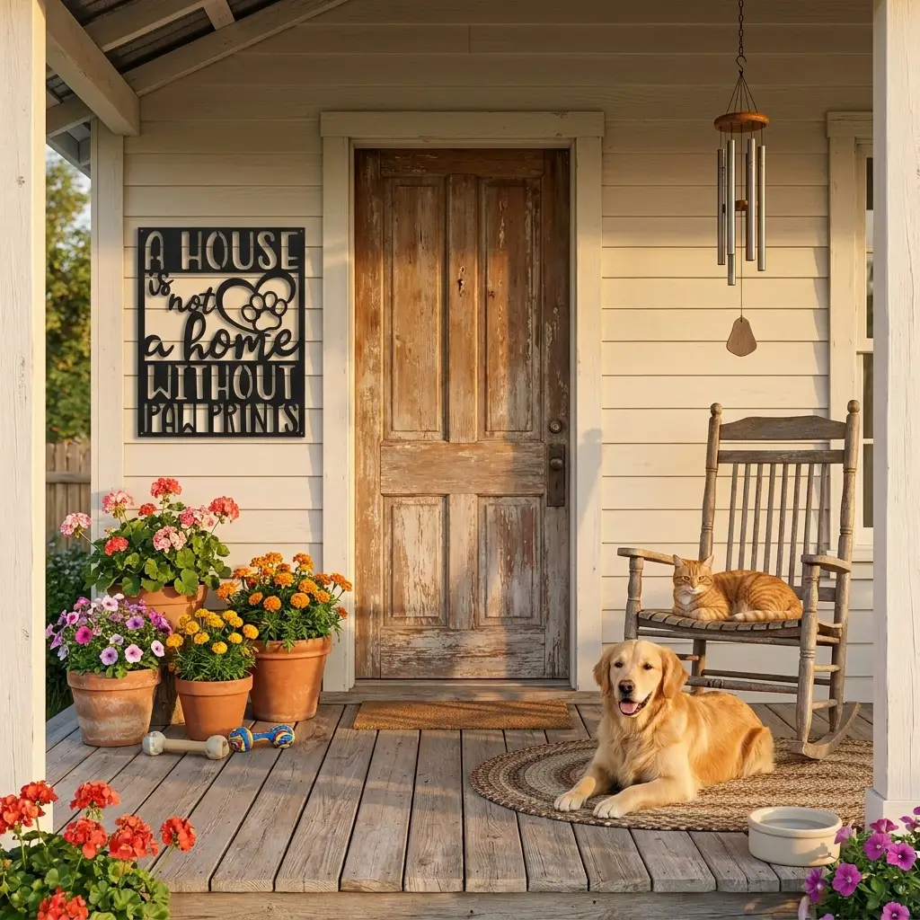 A House Is Not a Home Without Paw Prints Metal Wall Art | Dog Lover Metal Sign | Pet Quote Wall Decor | Made in USA