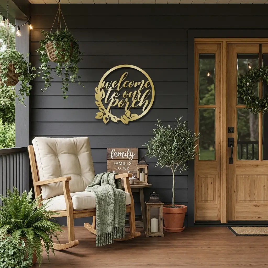 Welcome to Our Porch Indoor Outdoor Steel Wall Sign