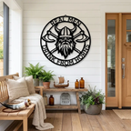 Personalized Viking Metal Wall Art | Custom Norse Warrior Sign | Viking Helmet & Battle Axes Steel Wall Decor | Custom Family Name Sign | Made in USA