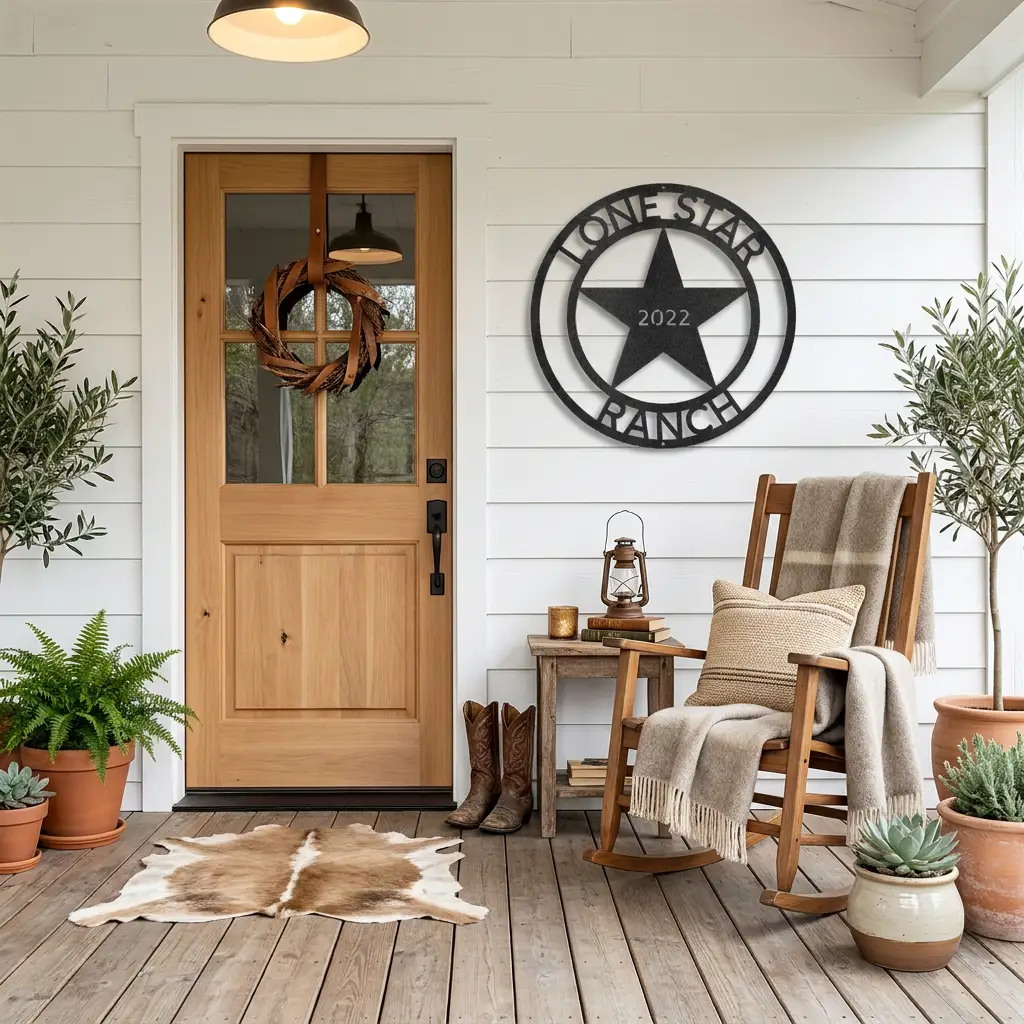 Personalized Lone Star Ranch Metal Wall Art | Custom Texas Family Name Sign | Established Year Metal Decor | Western Farmhouse Wall Sign | Made in USA