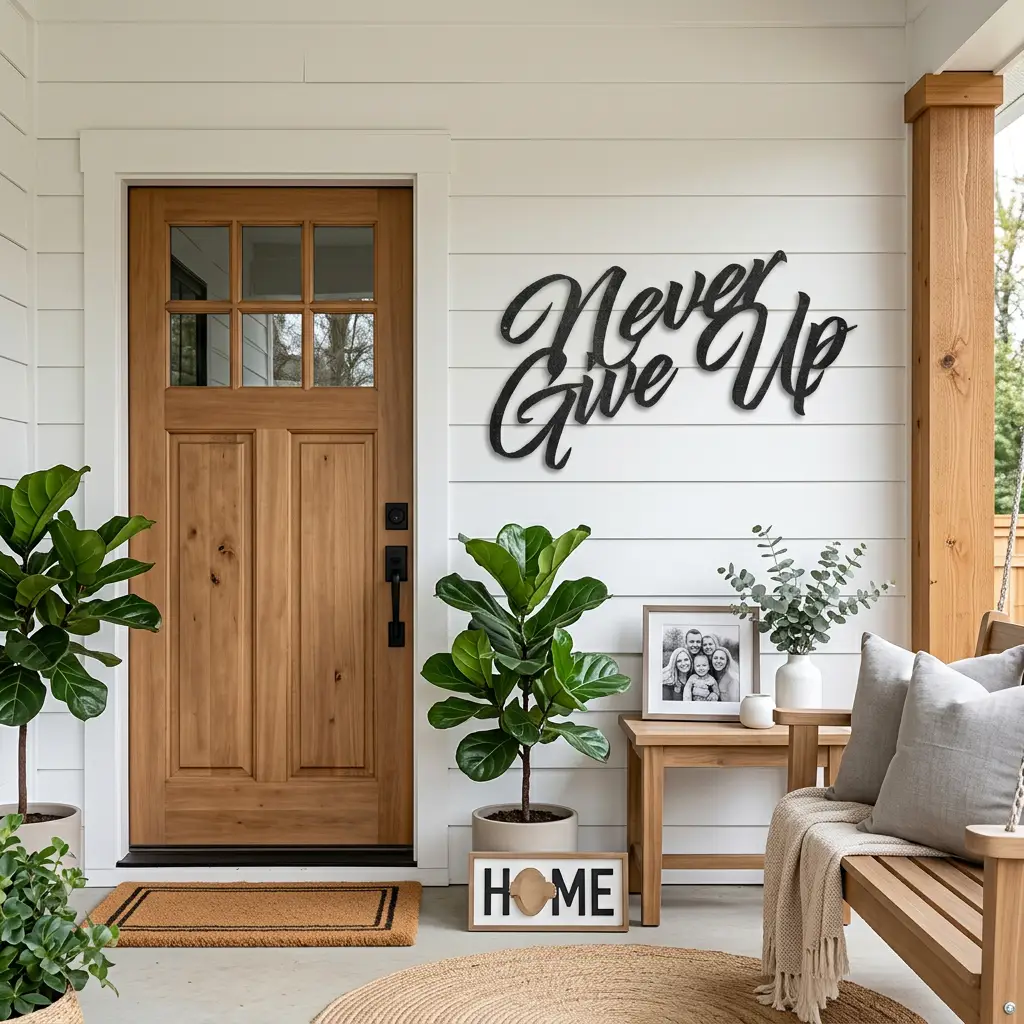 Never Give Up Metal Wall Art | Inspirational Motivational Quote Sign | Modern Steel Wall Decor | Made in USA
