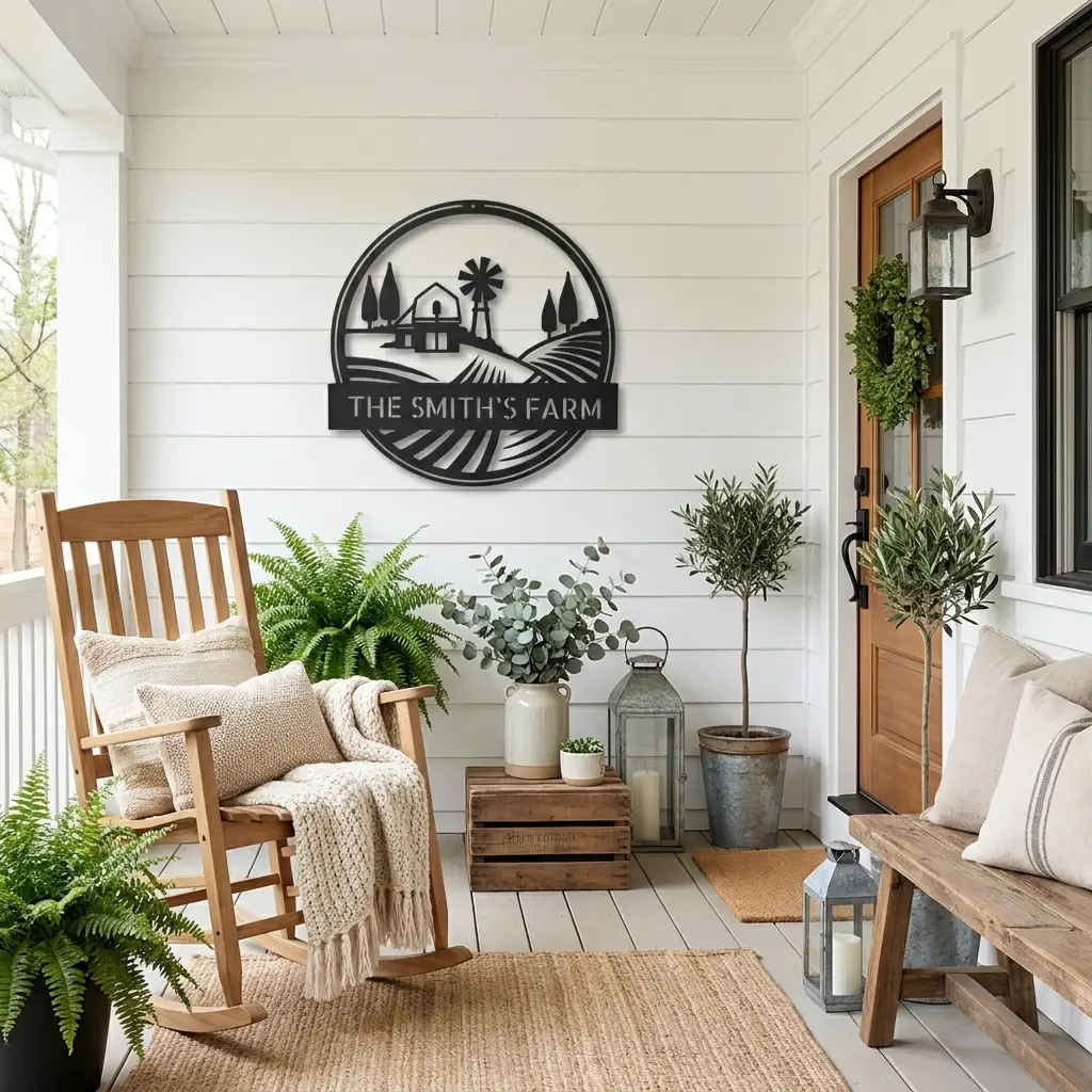 Farm with Windmill Personalized Metal Wall Art | Custom Farm Name Sign | Rustic Farmhouse Metal Decor | Barn & Ranch Wall Art | Country Home Gift | Made in USA